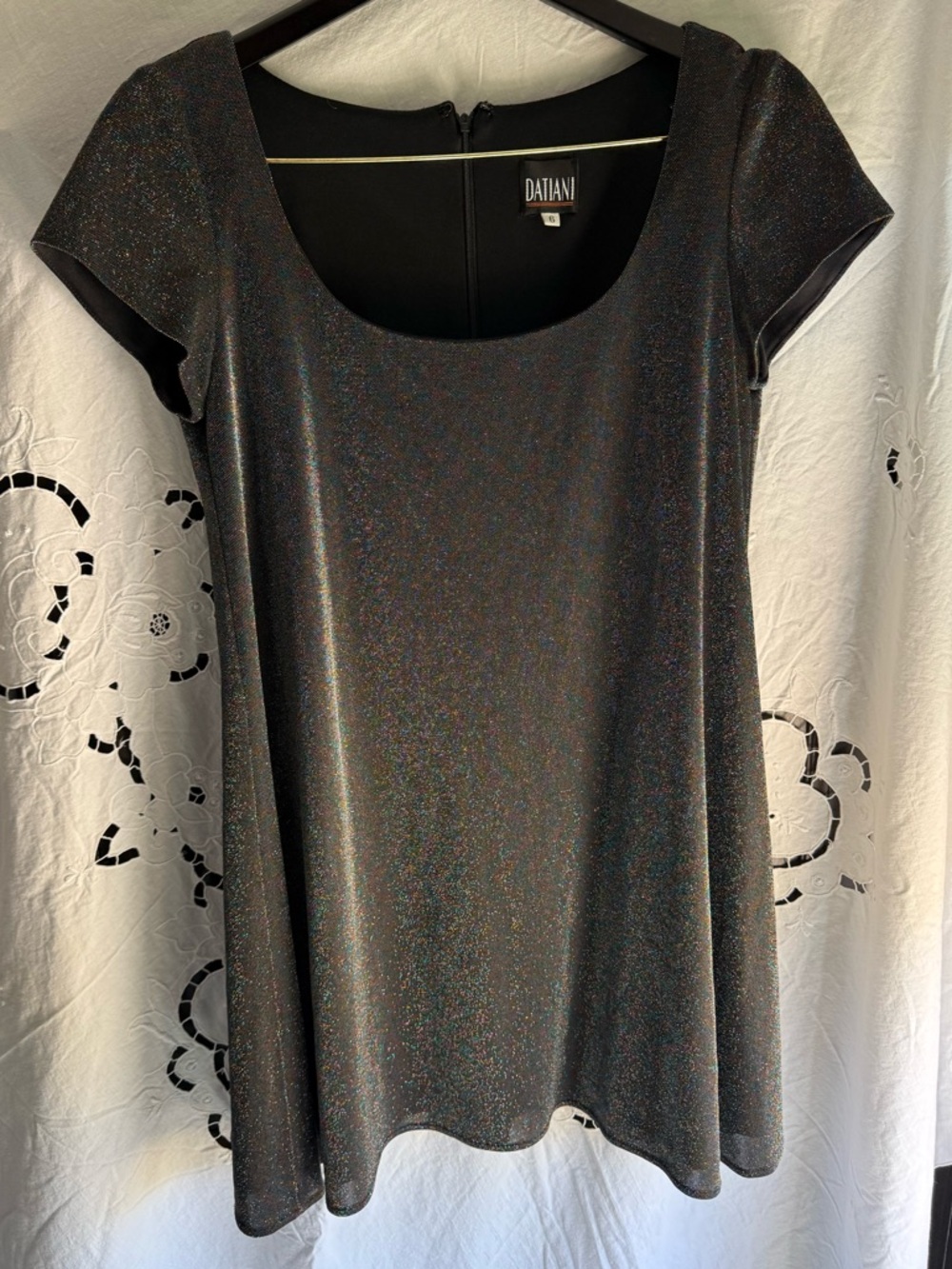 Vintage DATIANI Black Y2K babydoll glam luxury Iridescent Scoop-Neck 6